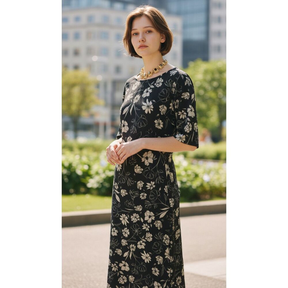 Jessica London Dress Womens 26W Plus Blue Floral Sleeveless A-Line Career Casual
